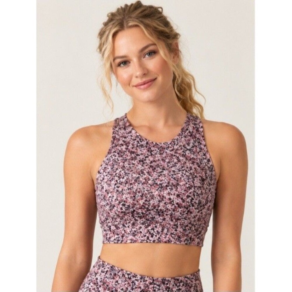 Athleta Conscious Crop Printed D-DD Pink Spwckled Athletic Top Sz 3X Womens NWT